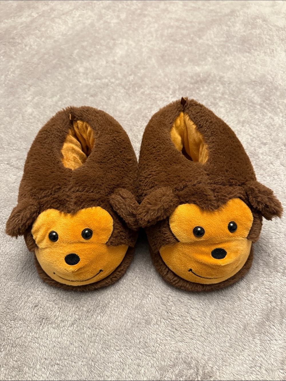 Plush Monkey Kids One-Piece Footies in Brown and Orange